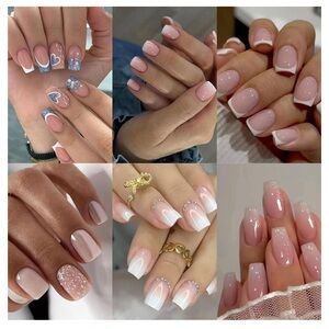 6 Packs (144 Pcs) Medium Press on Nails Coffin,Short Press on Nails French Tip